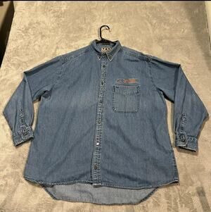 Florida Gators Shirt Mens XL Blue NCAA Football Denim Button Down Long Sleeve